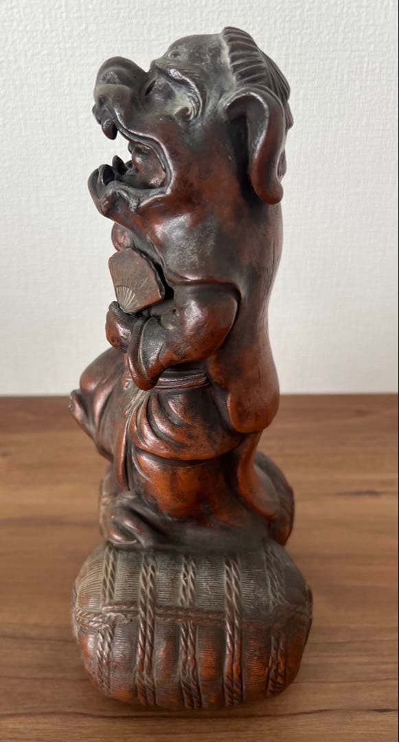 備前焼 獅子舞像置物 江戸末期頃 縁起物 大黒天 収納木箱付き