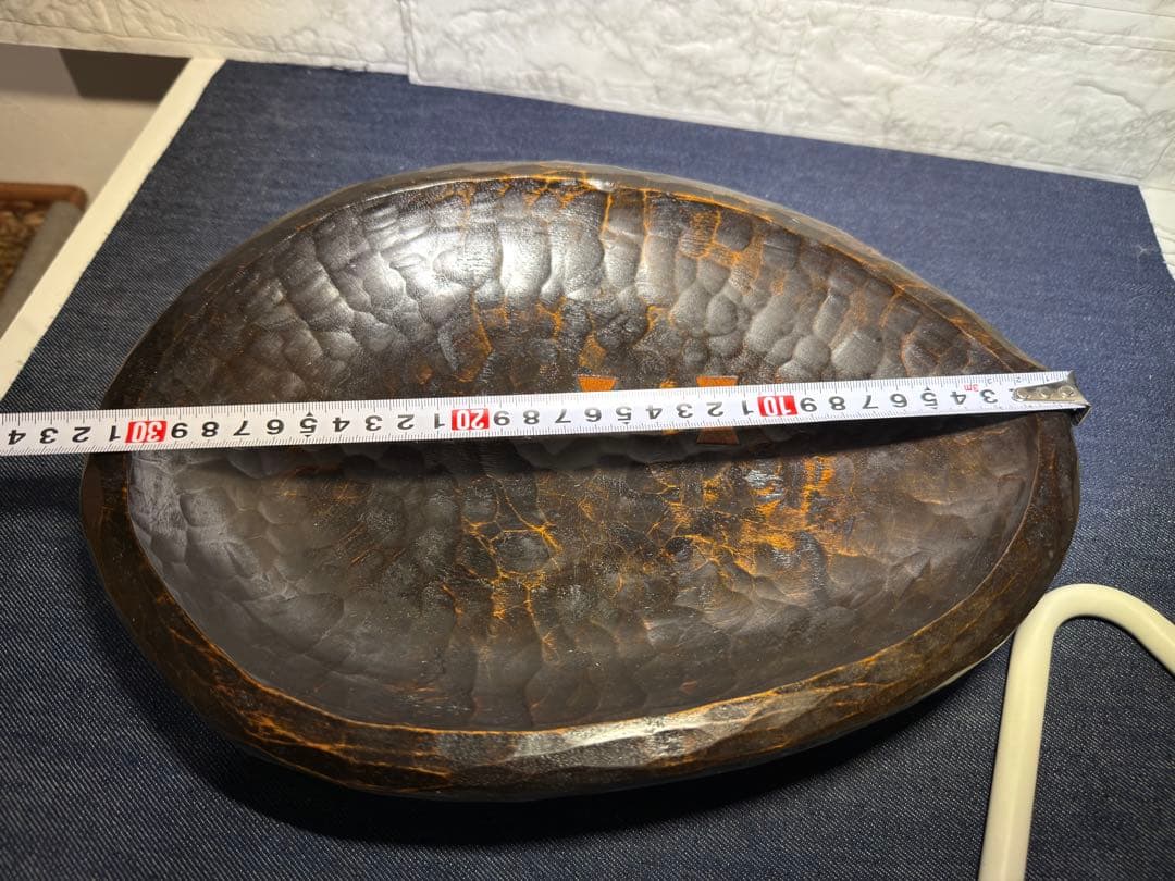 稀少★老松 古材 刳り貫き 楕円盆 煎茶道具 詫び寂 銘入り 33cm 職人技