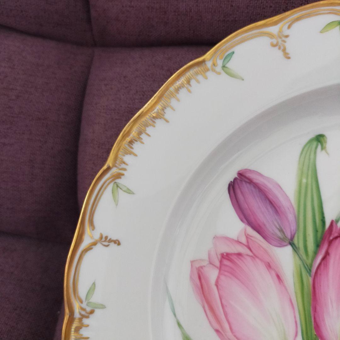 KPM ベルリン チューリップ 手描き? 金彩 アンティーク プレート 皿