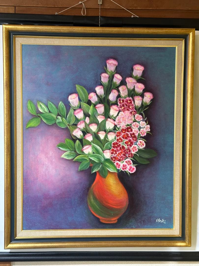 額縁絵画油彩F20号キャンバス絵画日本画展覧会用個展美術品ア-ト