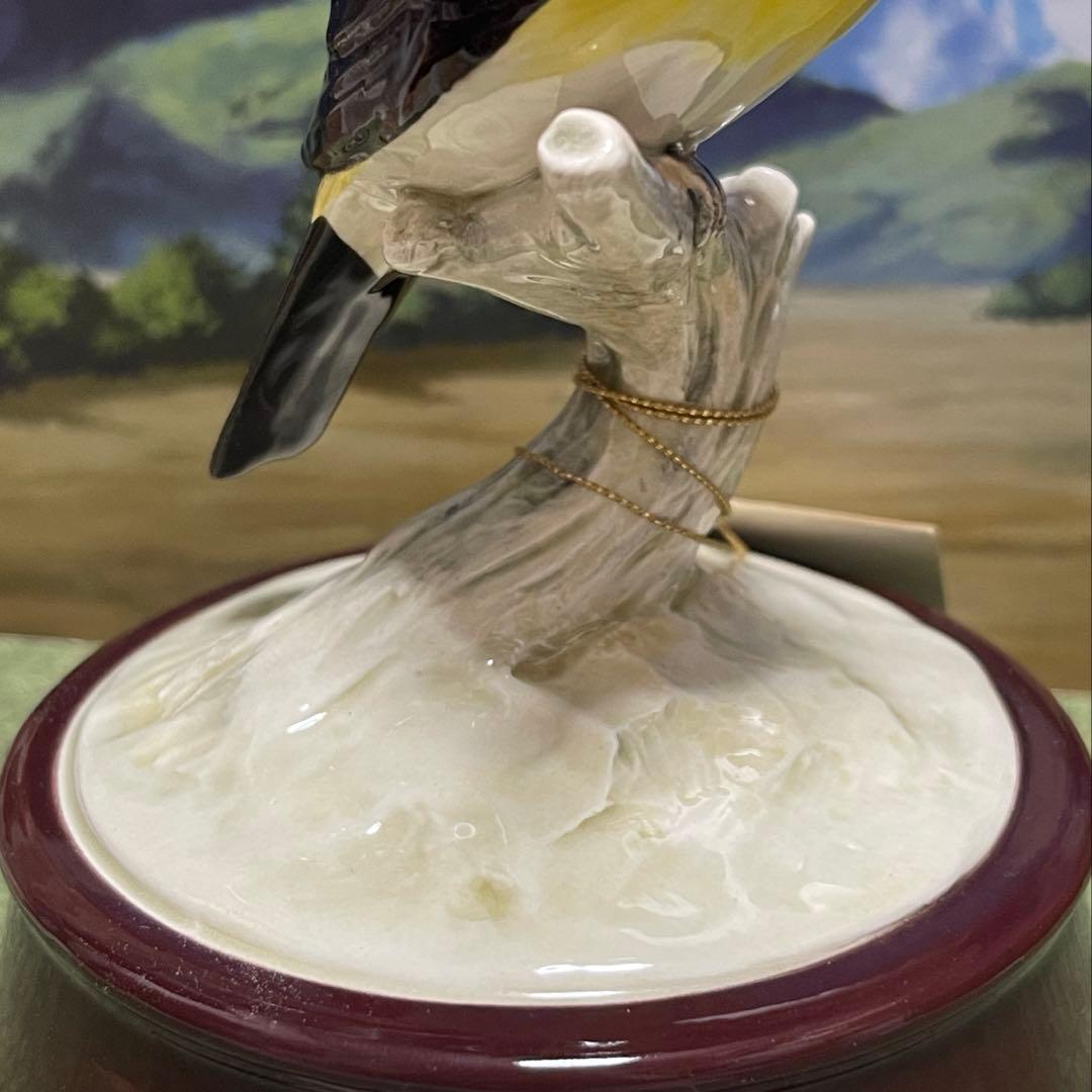 日本野鳥の会 監修キビタキ 陶器製 オルゴール 名曲 『愛のオルゴール』希少‼︎