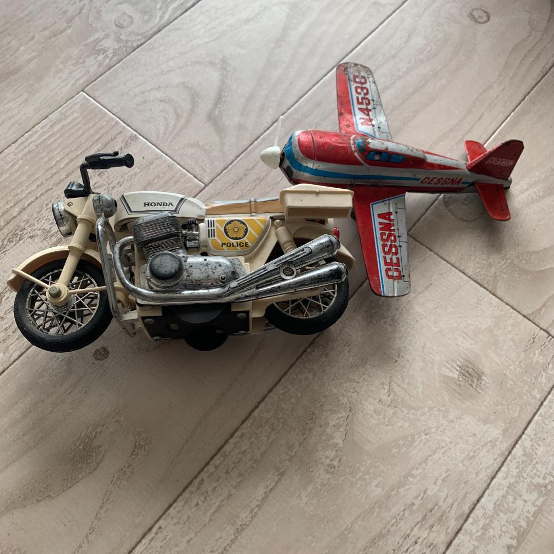 レア！昭和レトロ☆HONDA 白バイ&セスナN453C ブリキのおもちゃセット