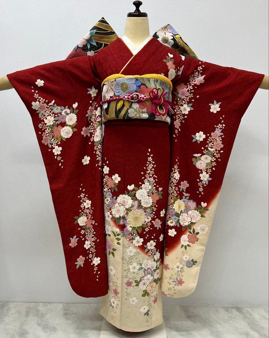 振り袖 フルセット 全通袋帯 別誂長襦袢 成人式 金彩加工 刺繍入り 739