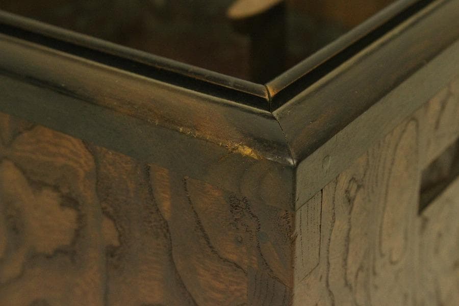 古民具 欅 四方 瓶掛 火鉢 五徳付(ZE447)