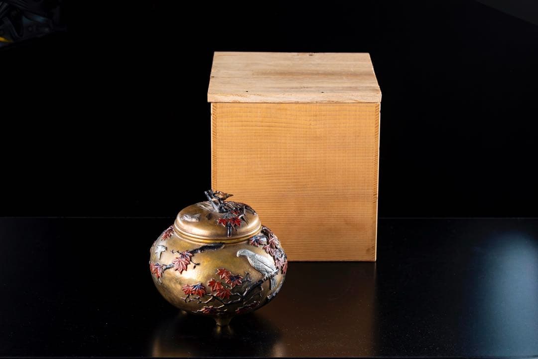 香炉 宮部篤良 大日本京都住 一光堂 花押 象嵌細工 明治期 時代物