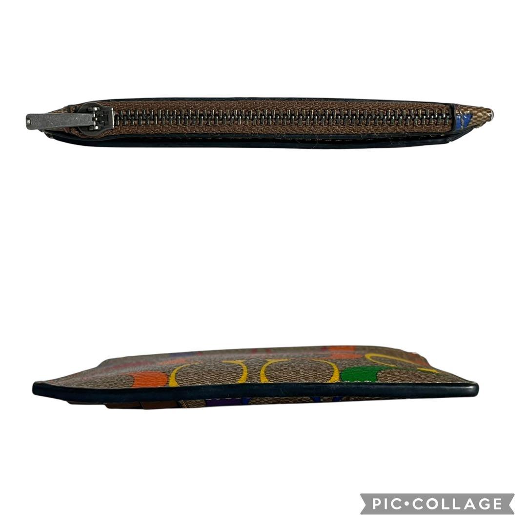 極美品　コーチ　財布　小銭入れ　カードケース　レインボー　PVCレザー　茶色