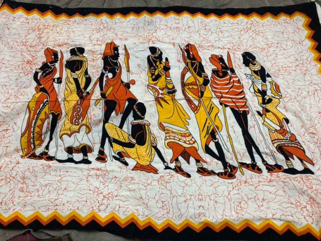 アフリカ ケニア 手描き 飾り布 ろうけつ染め ワックスアート