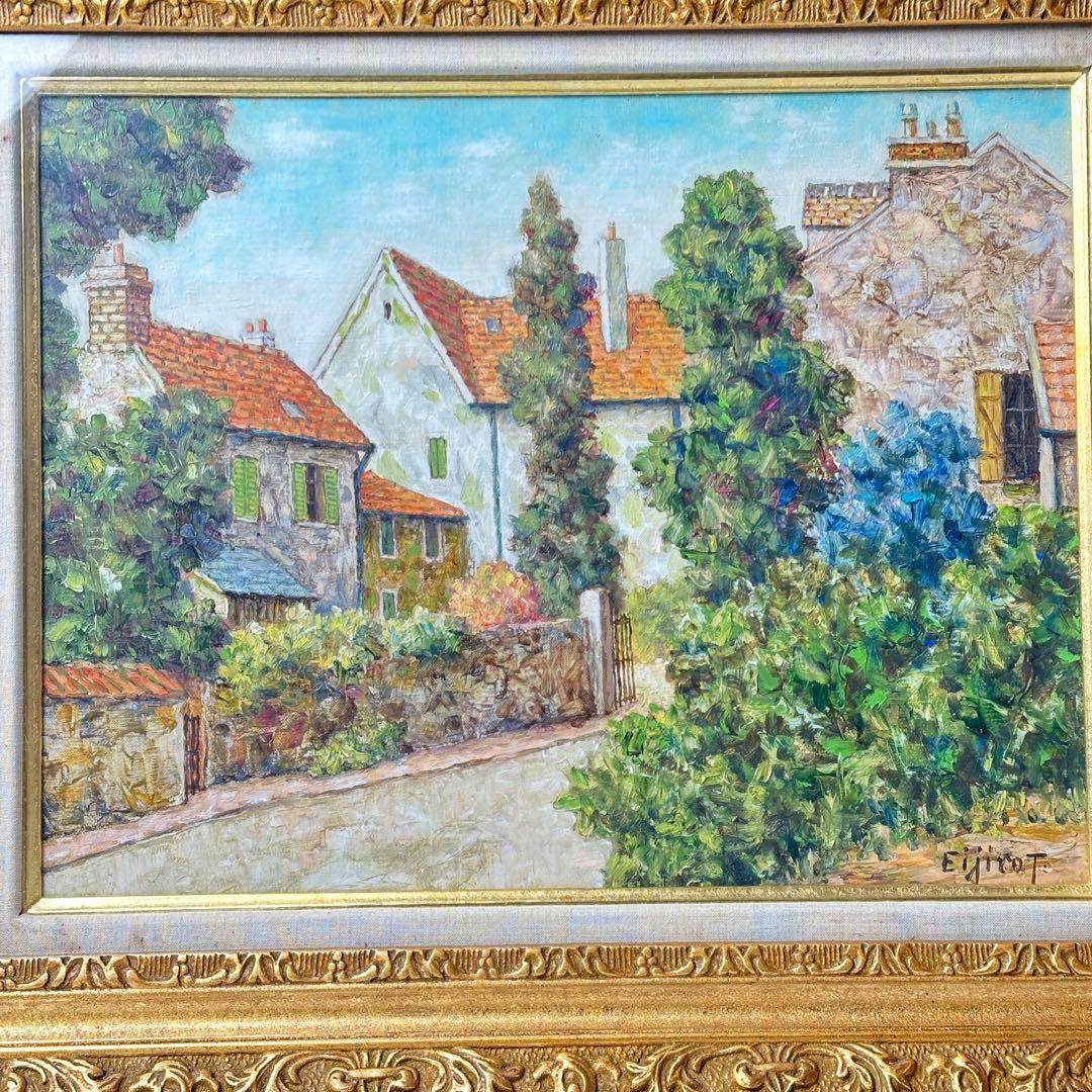 s*2様 田辺栄次郎 F 6号 油彩画 「オベールの農家」 風景画 額装