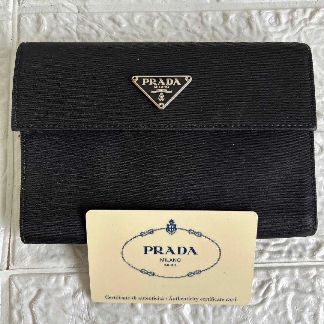 PRADA ブラック 三つ折り財布 認証カード付き KS SHOP】PRADA 三つ折り