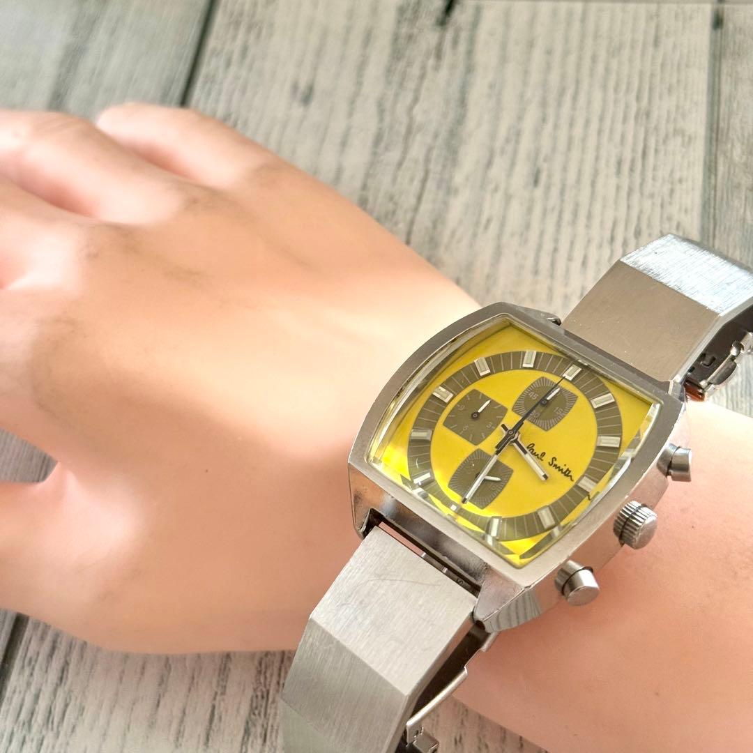 【電池交換済】Paul Smith ポールスミス クロノグラフ 腕時計 イエロー