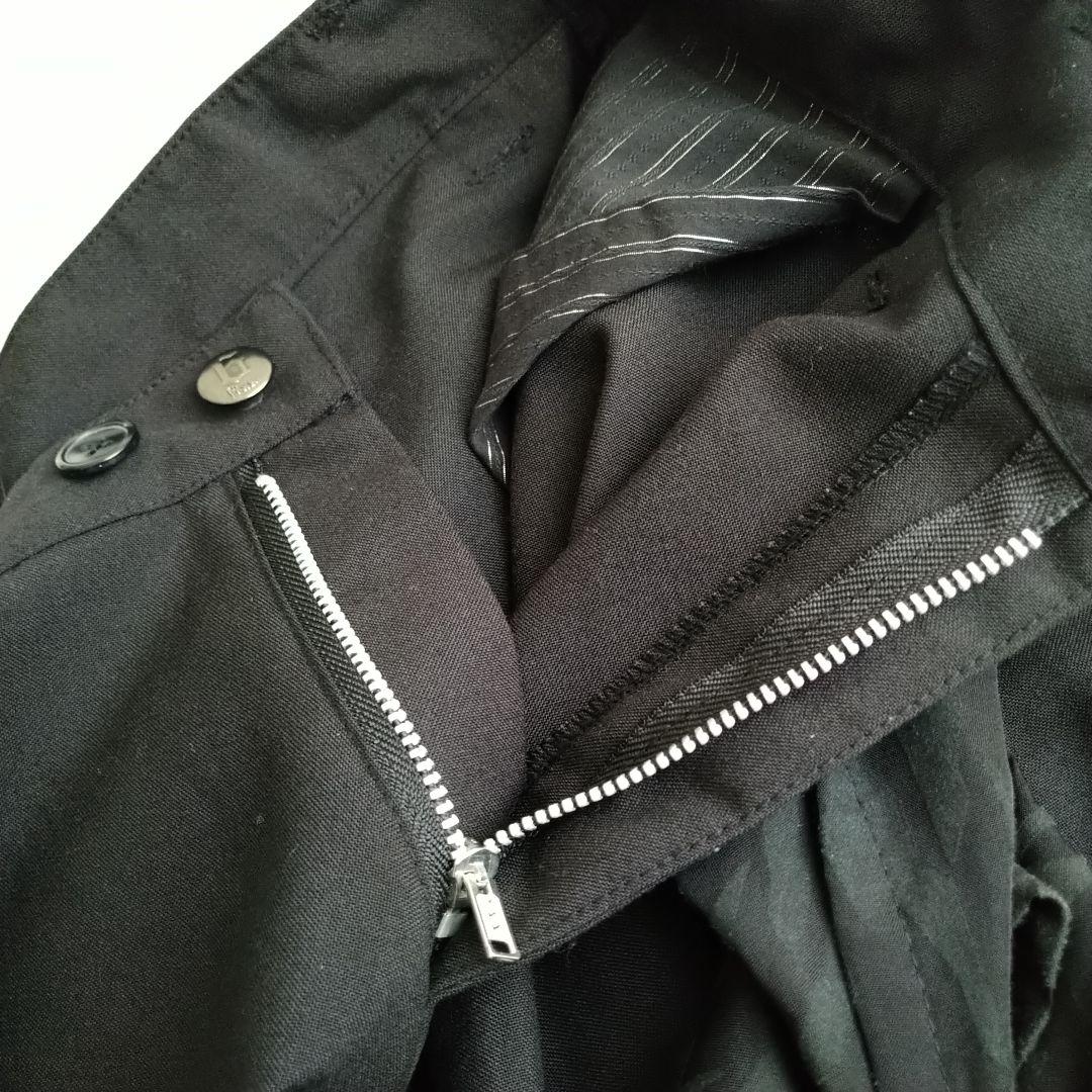 エイチナオト サルエルパンツ ワイドレッグ デザインパンツ チドリ 黒