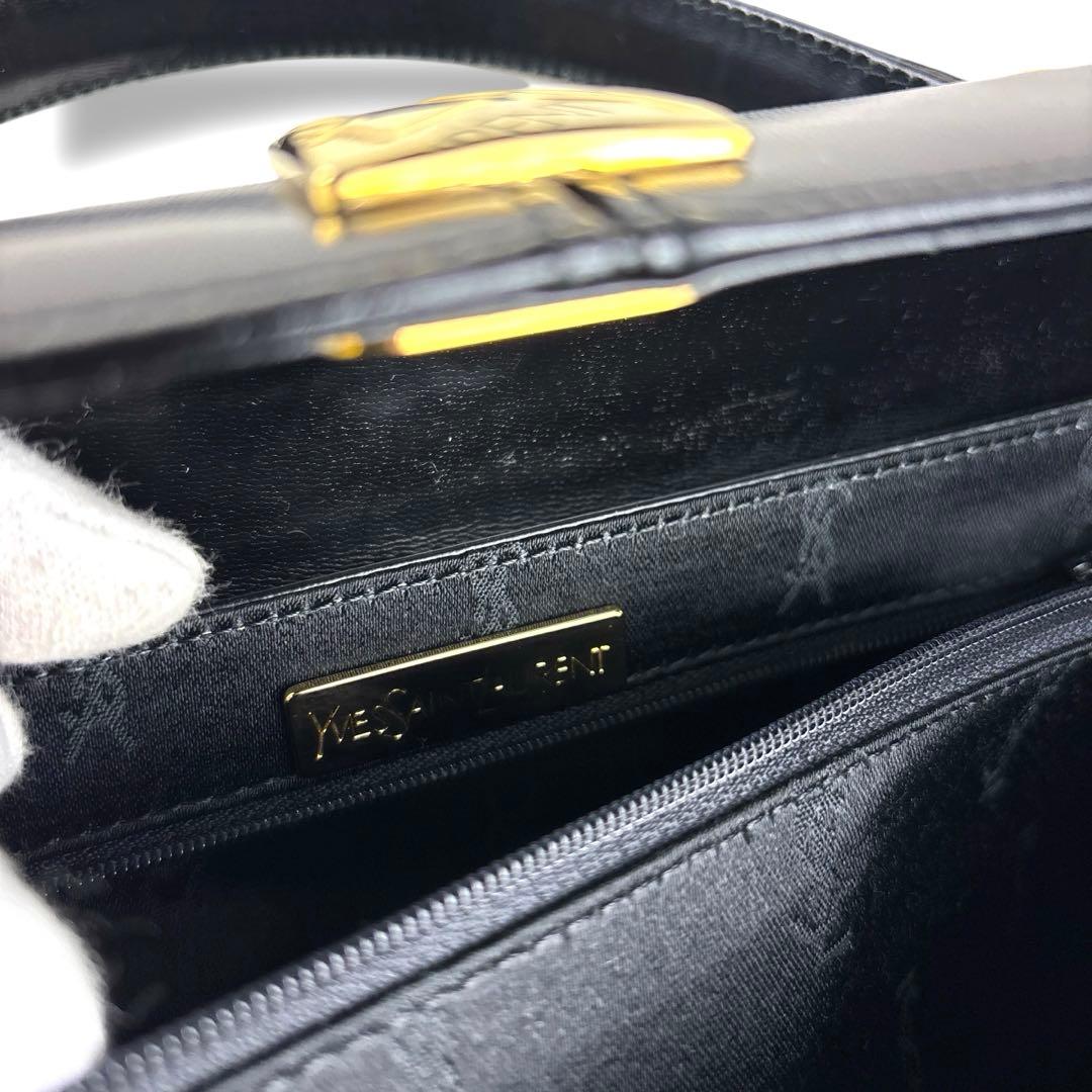 極美品 イブサンローラン カサンドラ ハンドバック レザー ロゴ YSL 黒