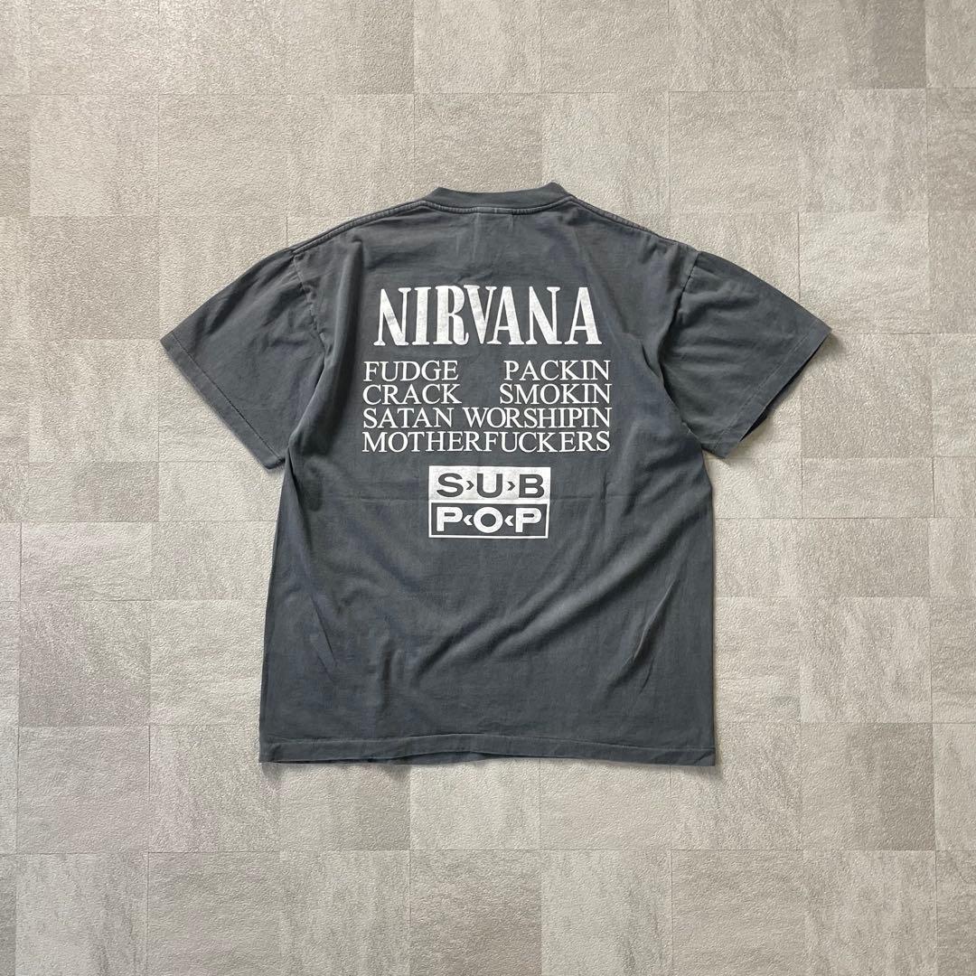 NIRVANA s/s fade band t-shirt black l