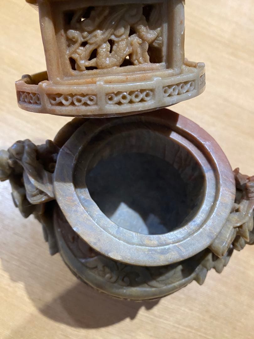 骨董品 香炉 お香 石彫 龍