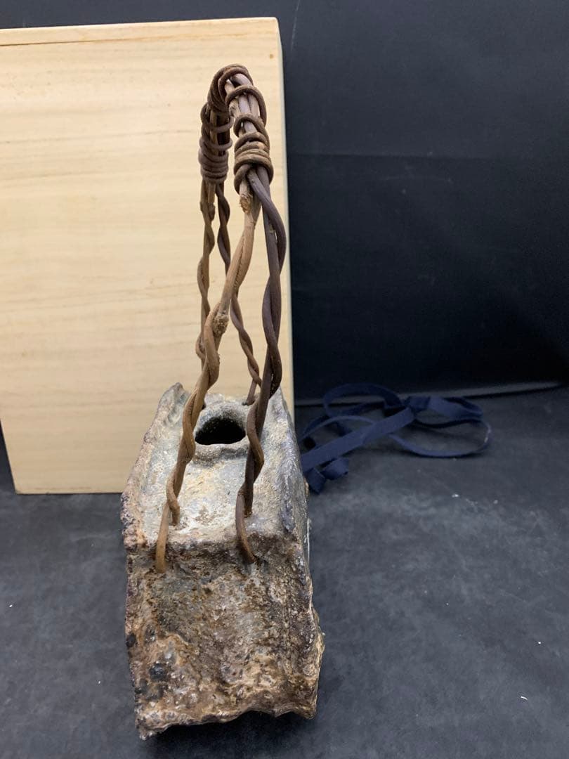 力窯 水垣力 扁壷 花器 花入 土味 栞共箱