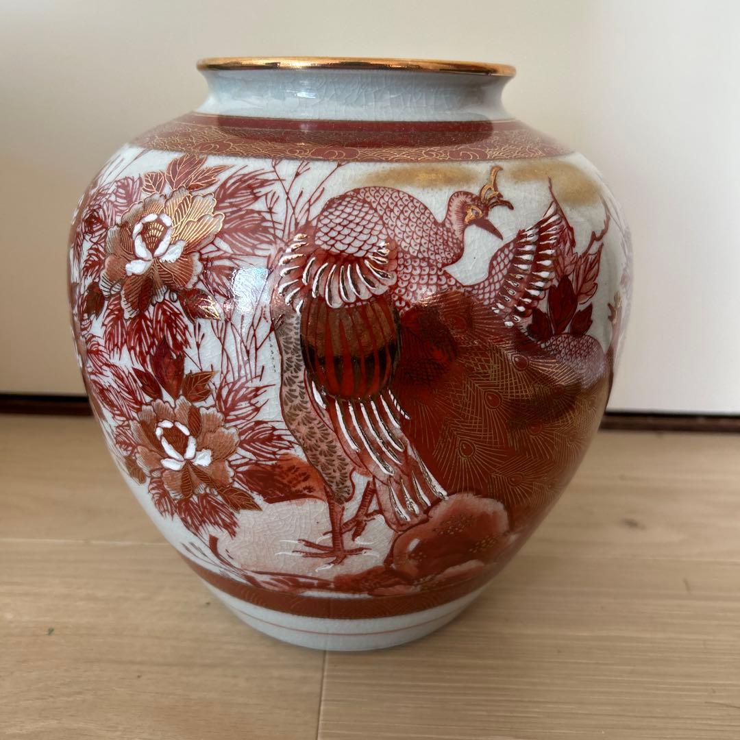 九谷焼 壺 花瓶 赤絵 - メルカリ
