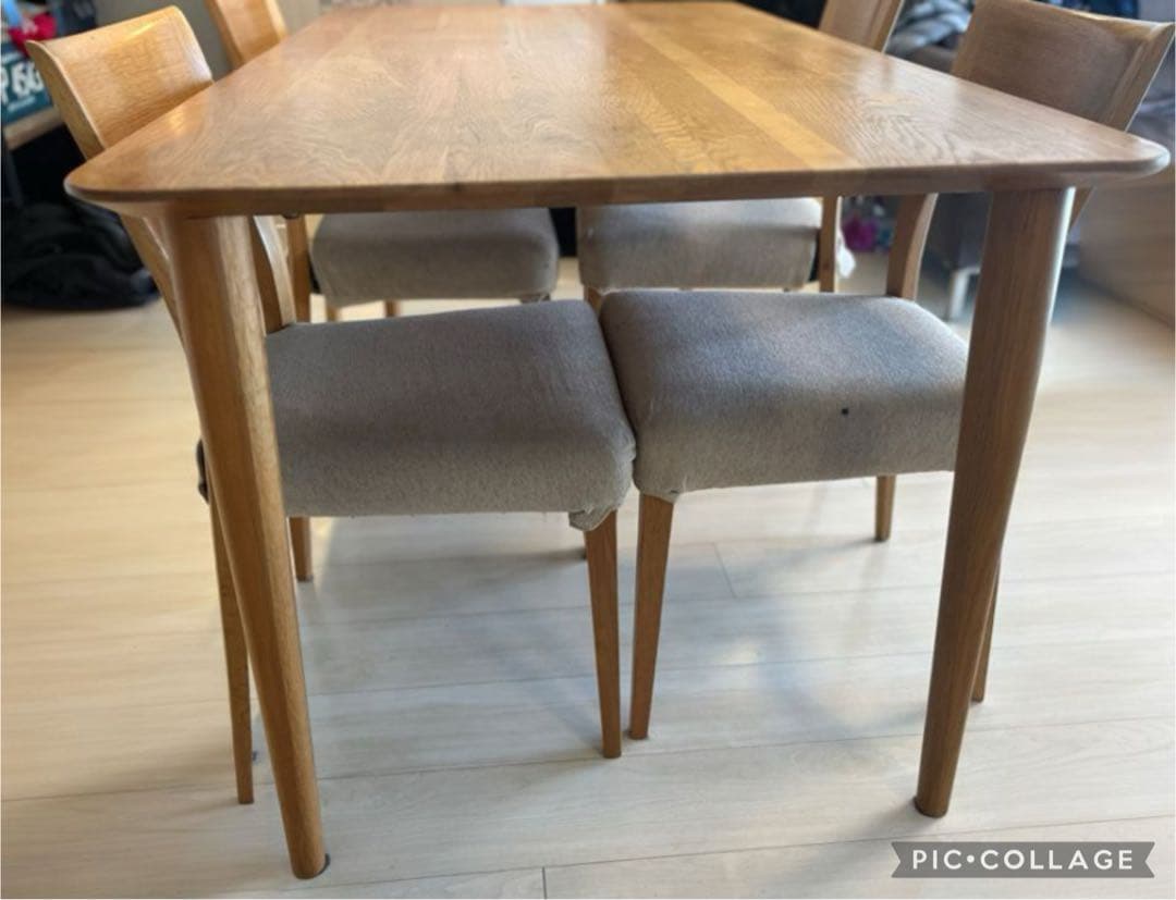 アクタス　ダイニングテーブル（椅子付きに変更）ナチュラルウッド