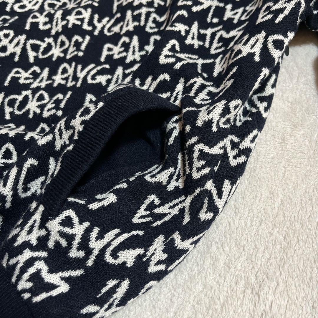 極美品　パーリーゲイツ　近年　蓄熱裏地　防風　スニード　ニット　ロゴ　ブラック