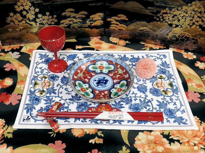 大聖寺伊万里 色絵 窓絵 菊に唐草の図 4寸皿 5客 A136A-