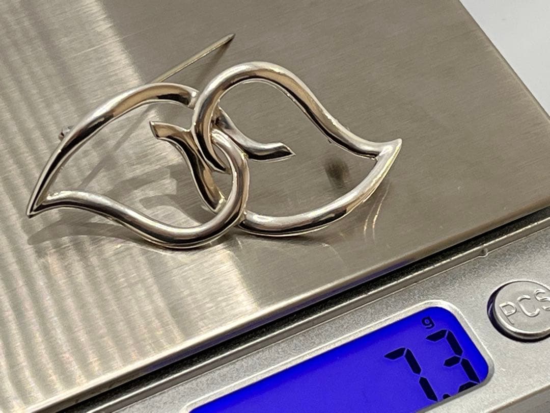 c736 美品 1987 オールド ティファニー ダブルリーフ ブローチ 925