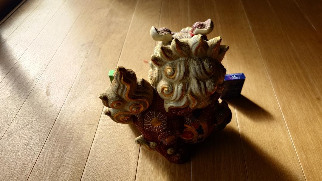 縁起物】陶器製 唐獅子 九谷焼 商売繁盛 置き物