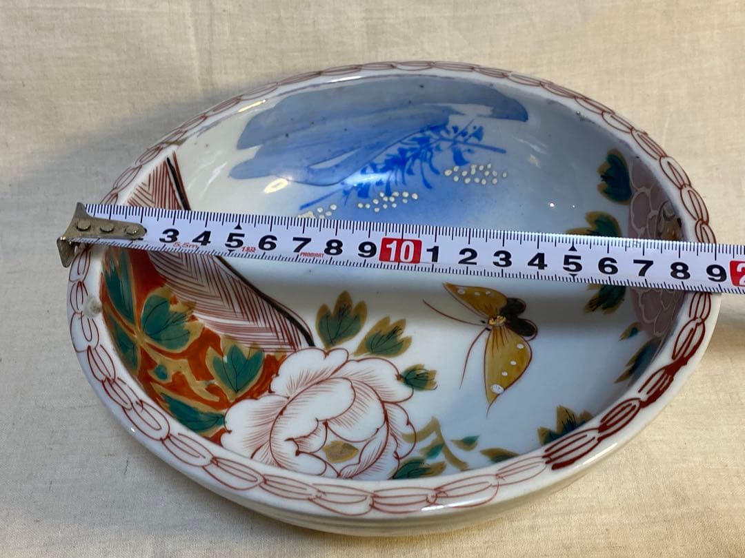 伊万里古伊万里鉢三つ鉢入れ子色絵蝶の図花の図