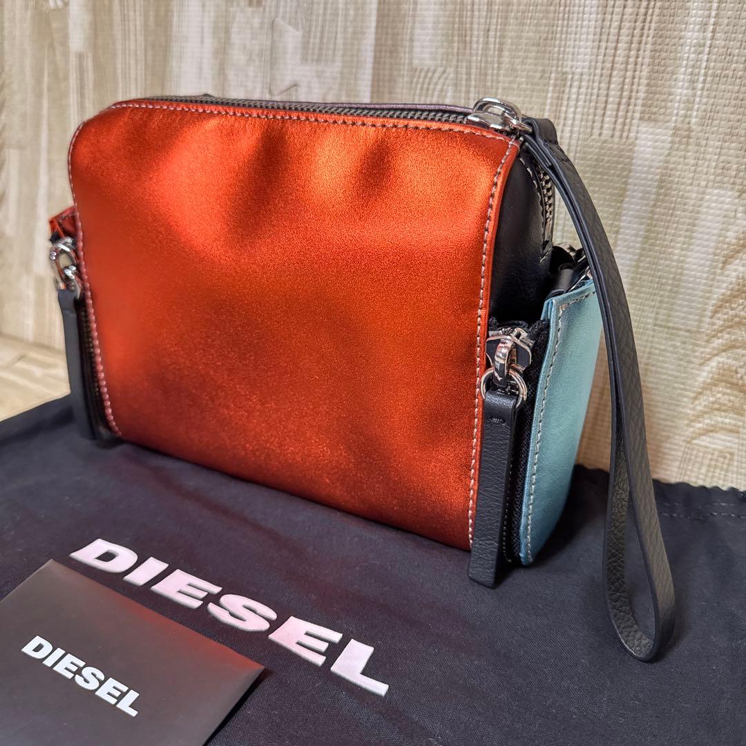 極美品】DIESELディーゼル マルチカラーレザーバッグ ショルダーチェーン付