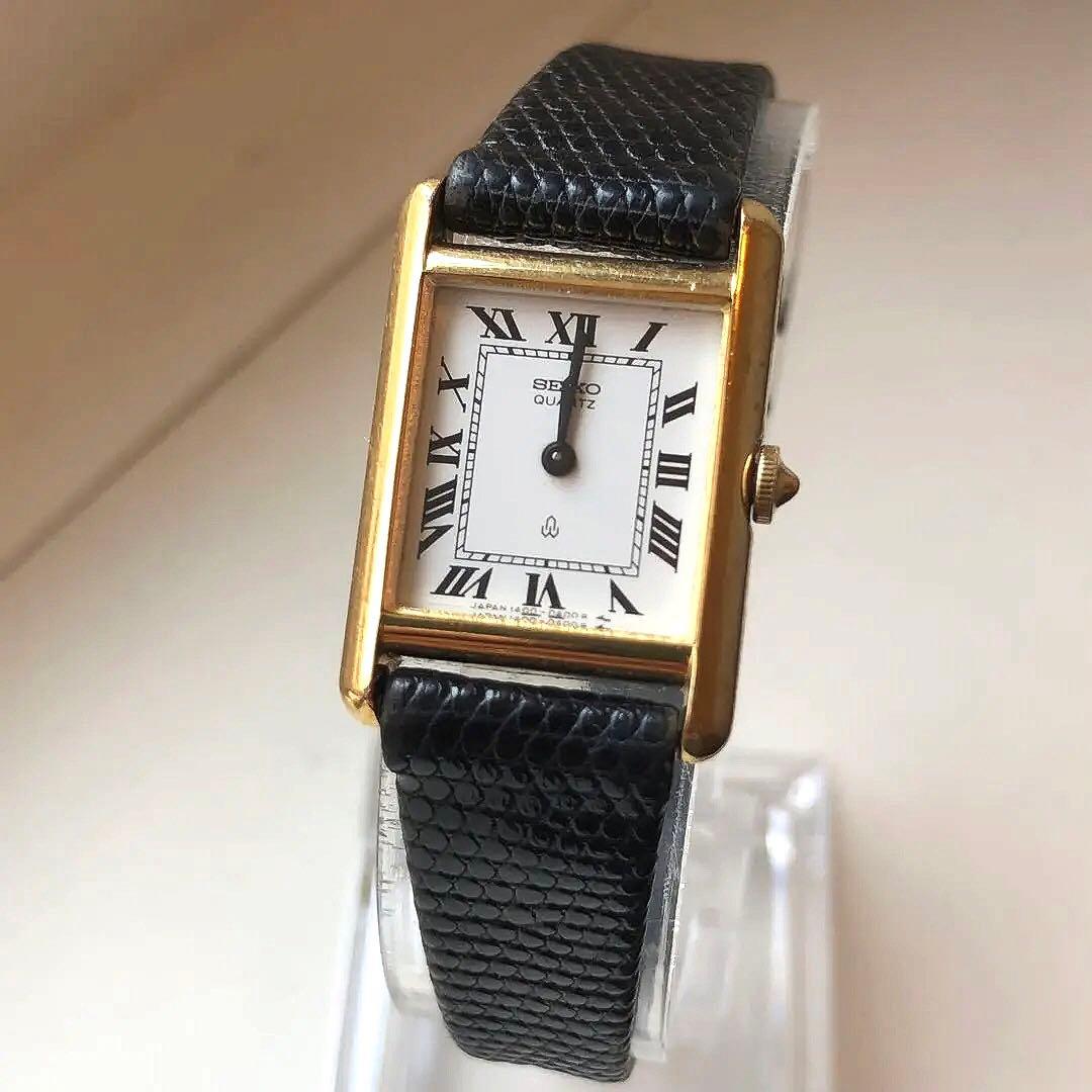 美品】SEIKO セイコー タンク ローマン 稼働品 レザーベルト 時計