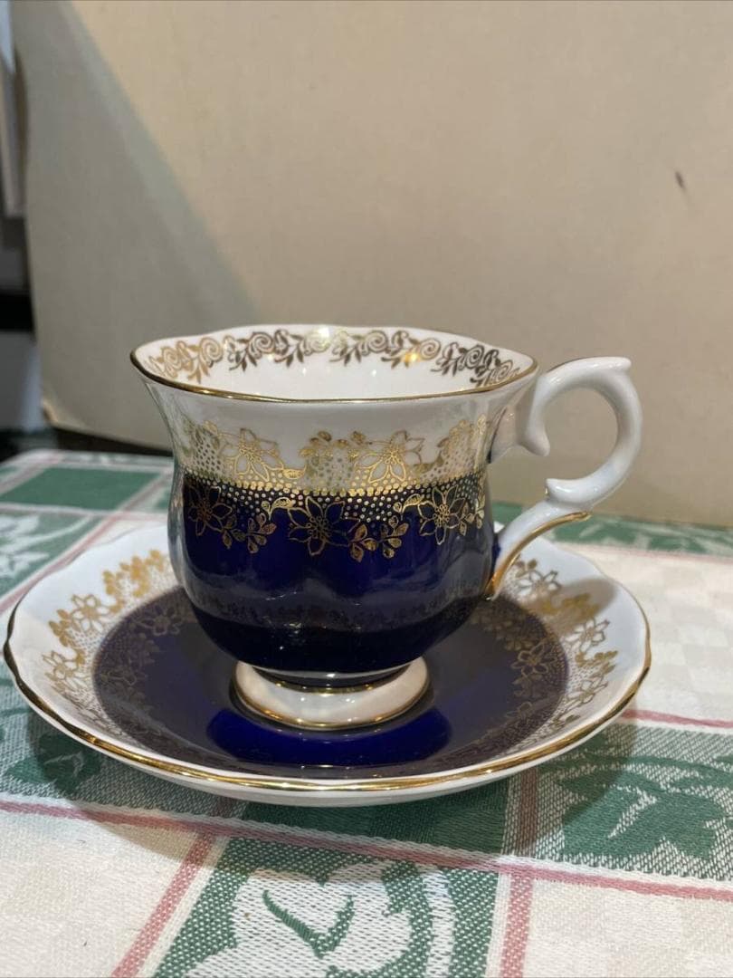 2897【美しい絶品】カップ＆ソーサー コバルト ブルー 英国製 陶器 青
