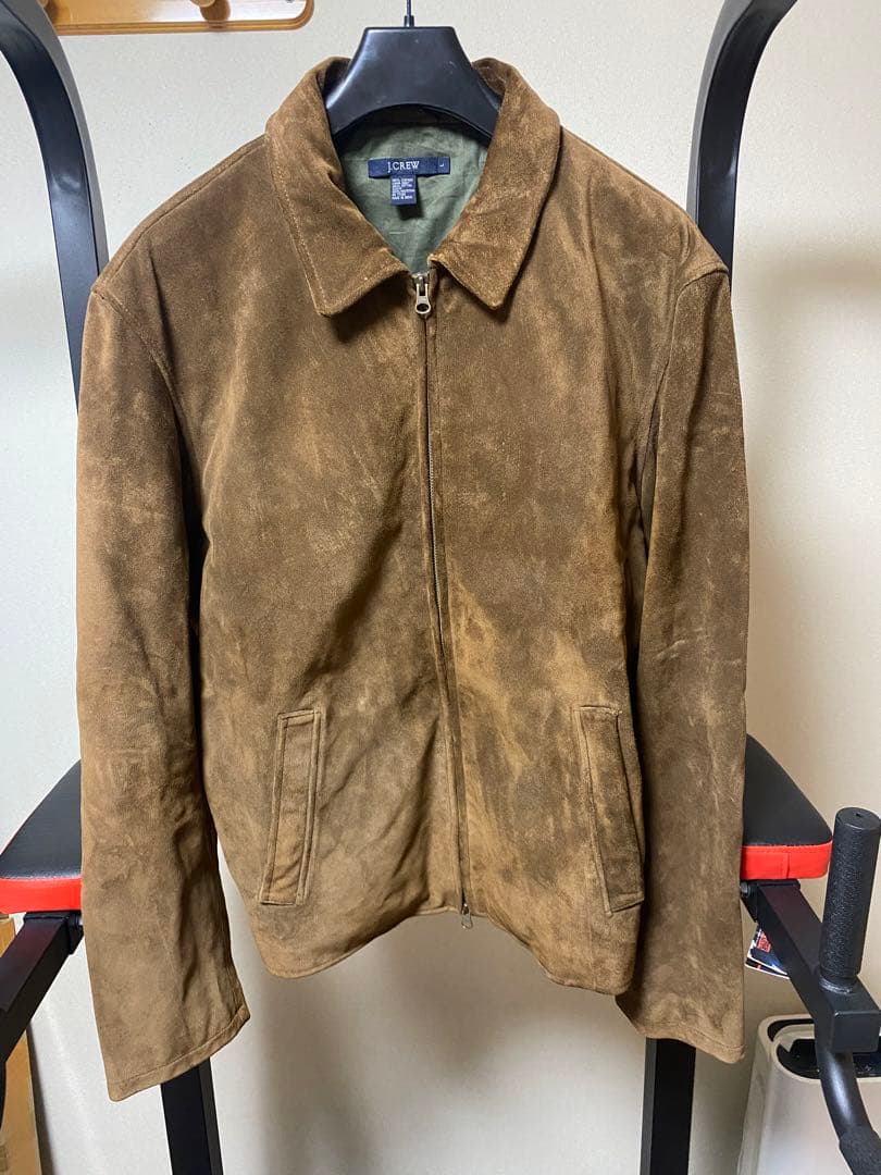 90s J.CREW スウェードレザージャケット ブラウン M J.CREW(ジェイ