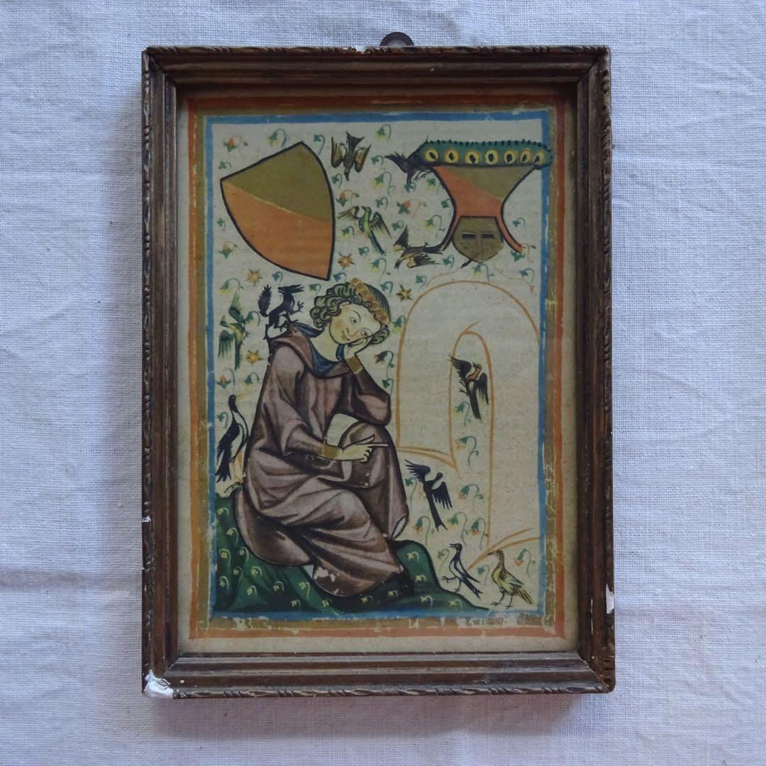 アンティーク 額 フレーム ブロカント 蚤の市 マネッセ写本 ホーリーカード