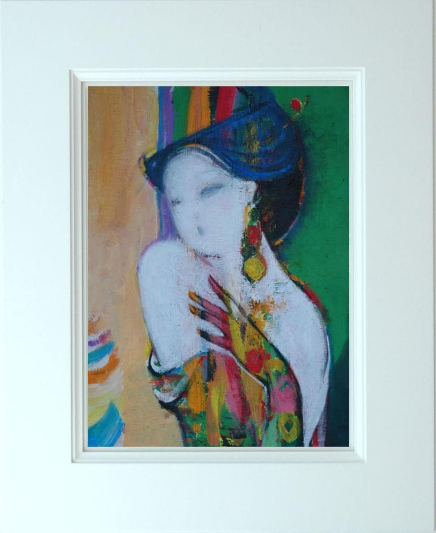 油絵 菅家令子 絵 絵画インテリア 額付(黒) uF6-010111 人物 女性