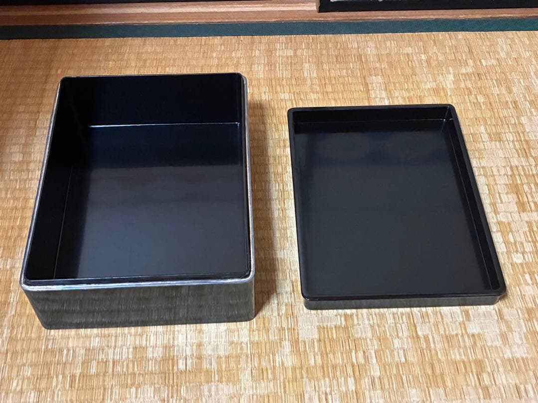 漆器 重箱 銀細工 富士山と鶴の絵柄 文箱 三越謹製 作家物 共箱