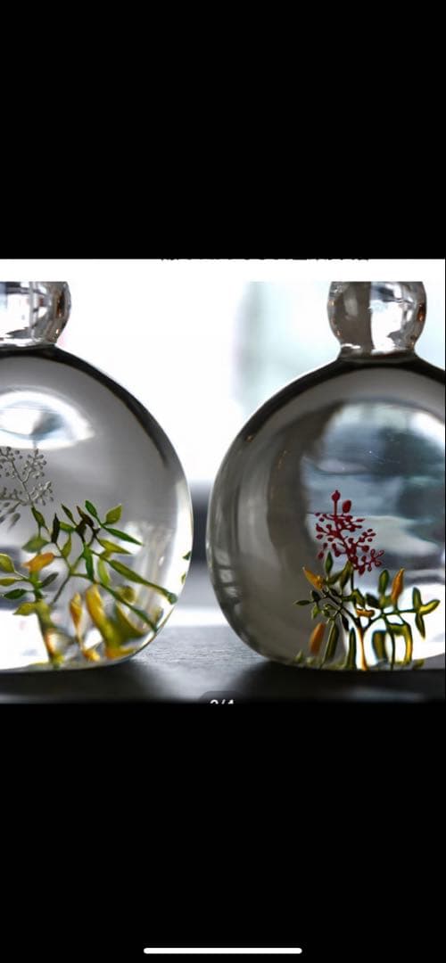 入手困難 ガラス作家 金津沙矢香さん ガラスの南天 お雛様 ひな祭り ガラス雛