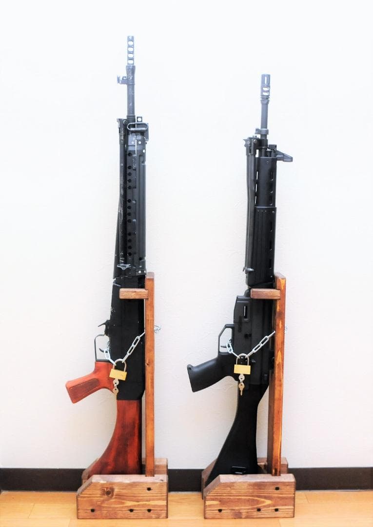 2台セット 89式/64式小銃専用木製銃架 チェーンロックつき！