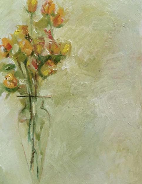 メルカリ 絵画 絵 額付き(銀）油絵 uF6-113402 花（ばら）