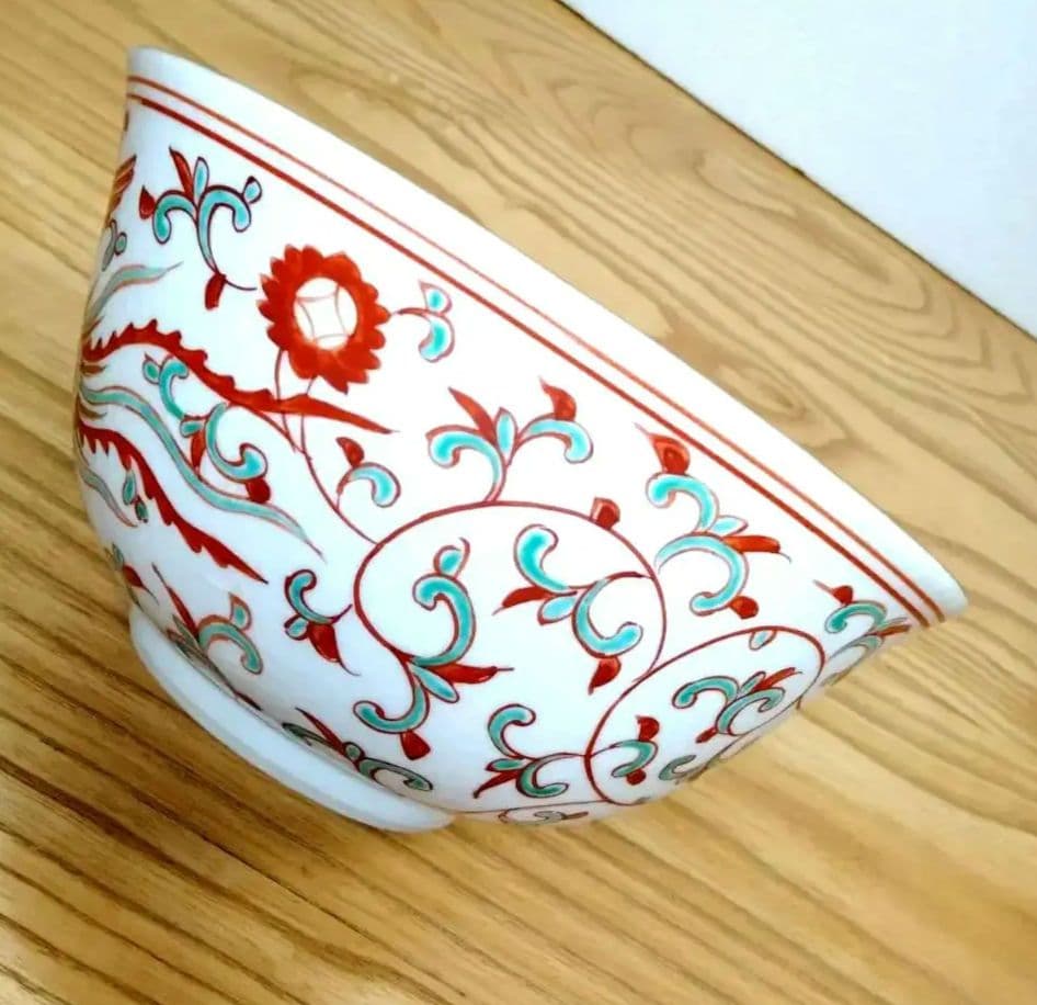 ☆ 初代 須田 菁華 赤絵 鳳凰鉢