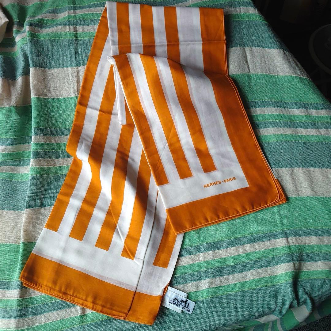 【未使用品HERMESパレオ】オレンジストライプ
