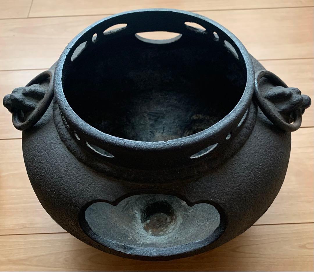 茶道具 鉄風炉 電気ヒーターと台座付き
