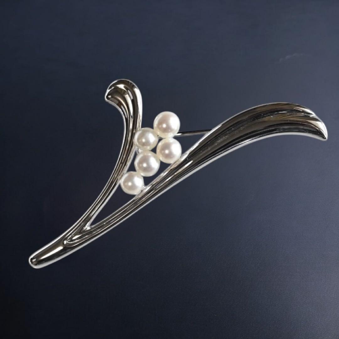極美品】ミキモト アコヤ パール ブローチ コサージュ シルバー 本真珠