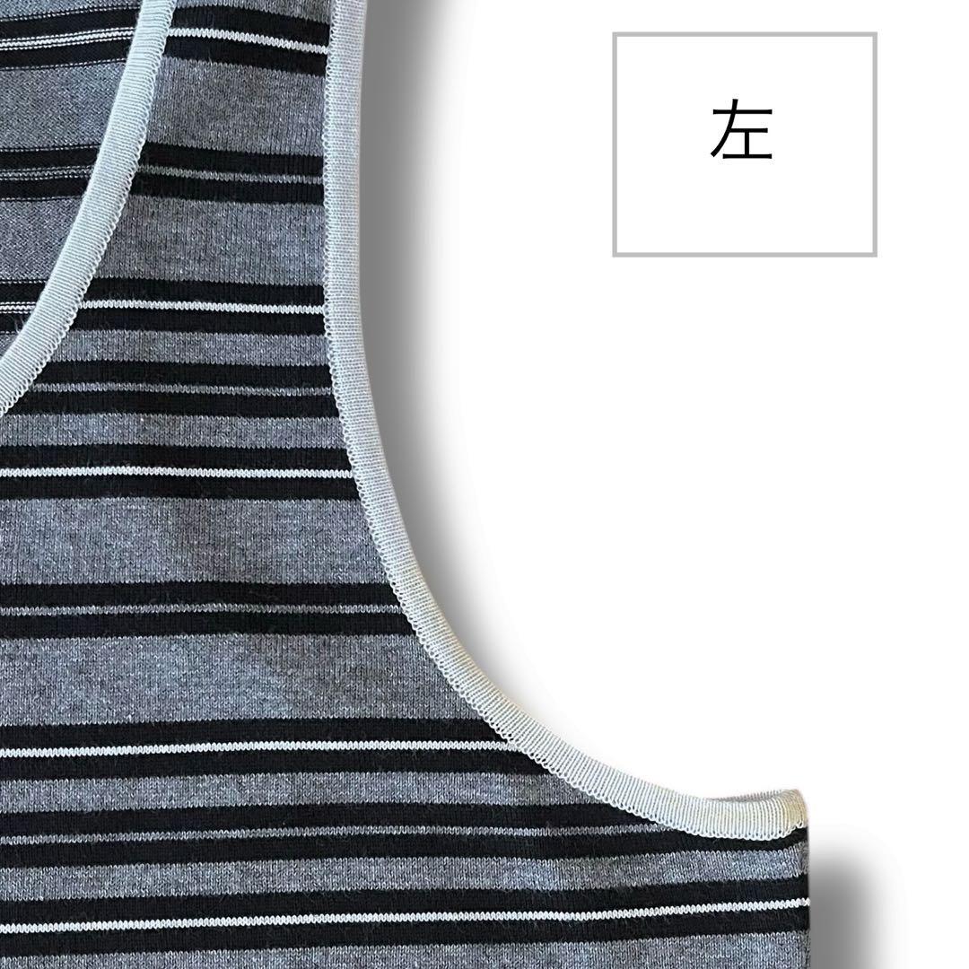 シャネル ココマーク ボーダー タンクトップ グレー 38 コットン