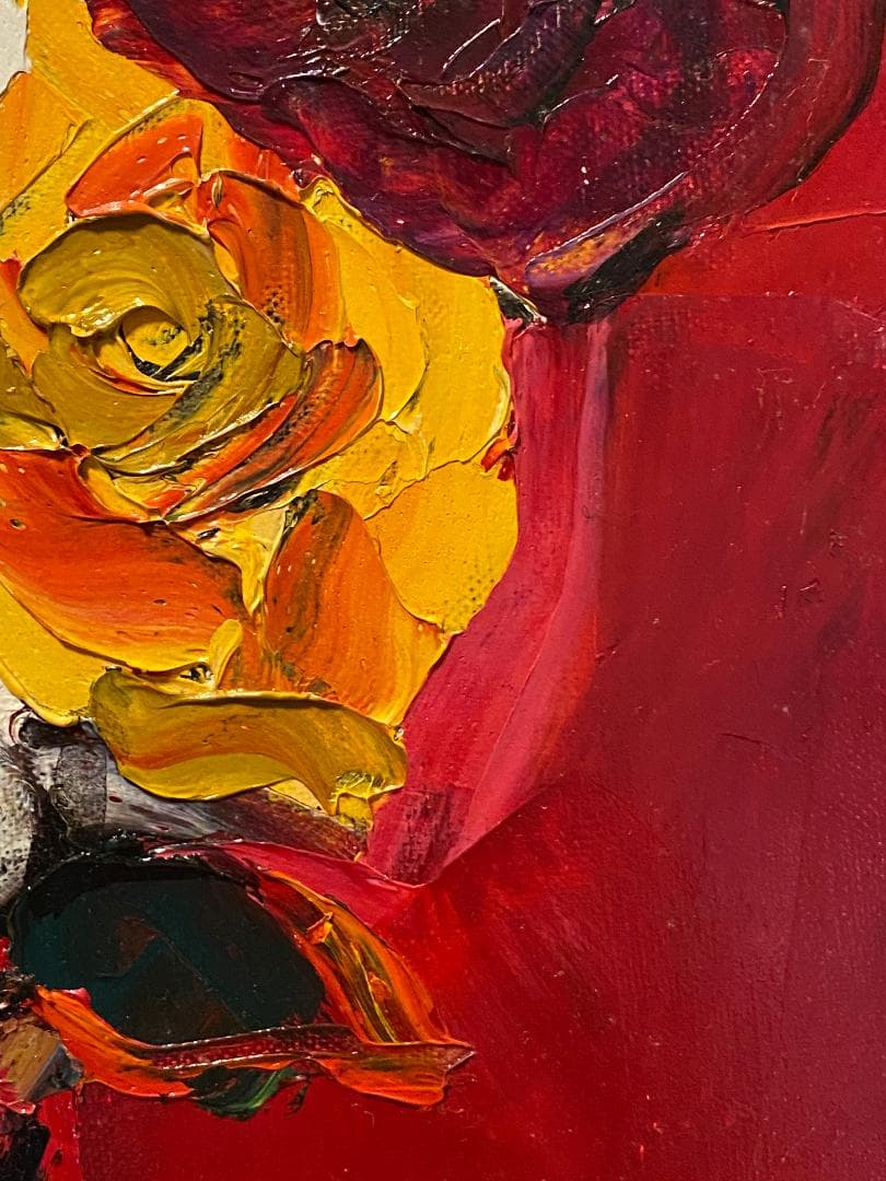 「真作」湯浅洋子「花」静物画　油彩画　額装　サイン有り　F8号