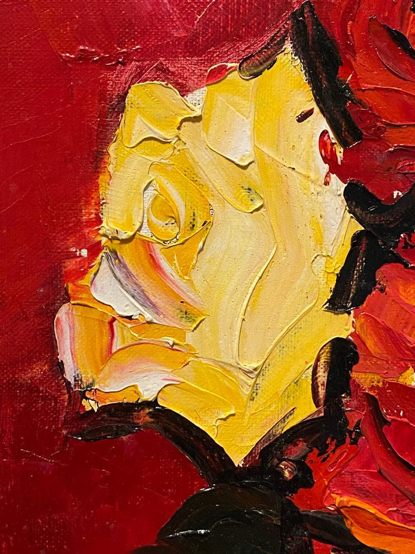 「真作」湯浅洋子「花」静物画　油彩画　額装　サイン有り　F8号