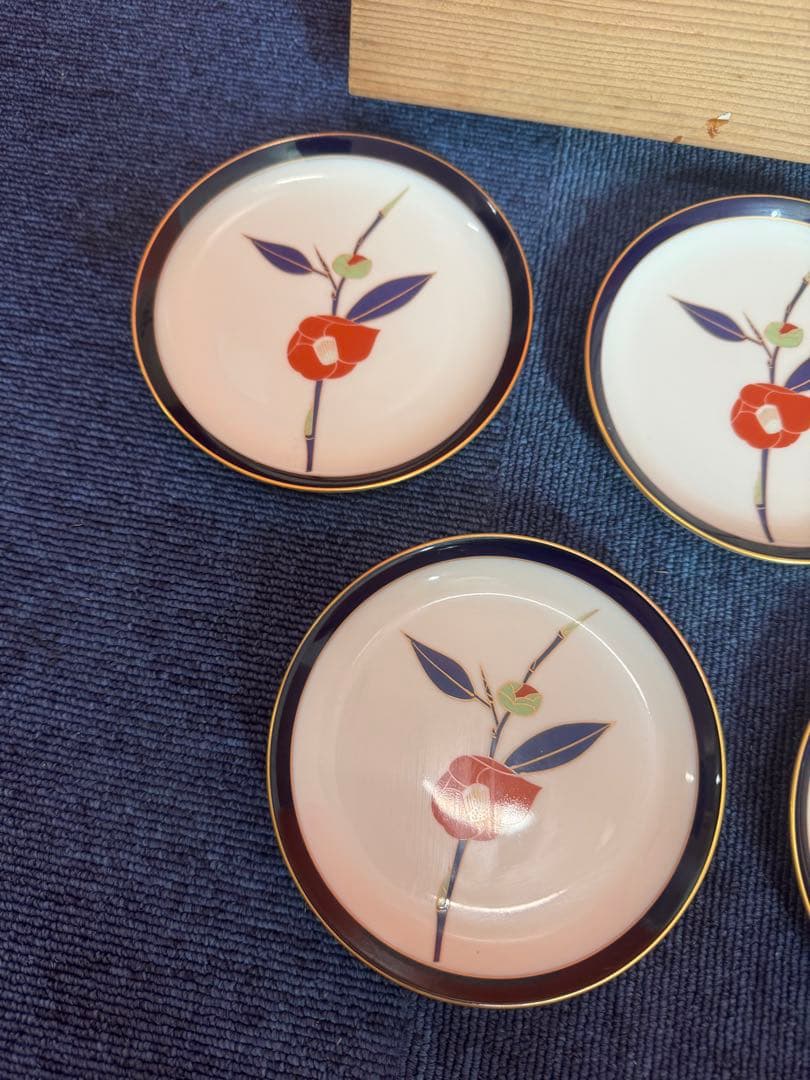 1952 香蘭社 紅椿文 皿 5客 金彩 未使用