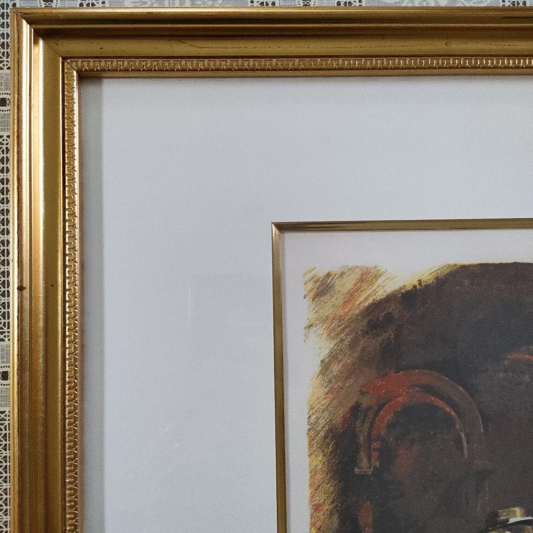 斎藤三郎 大判リトグラフ『祭りの馬車』直筆サイン入、ウコン布&共箱付