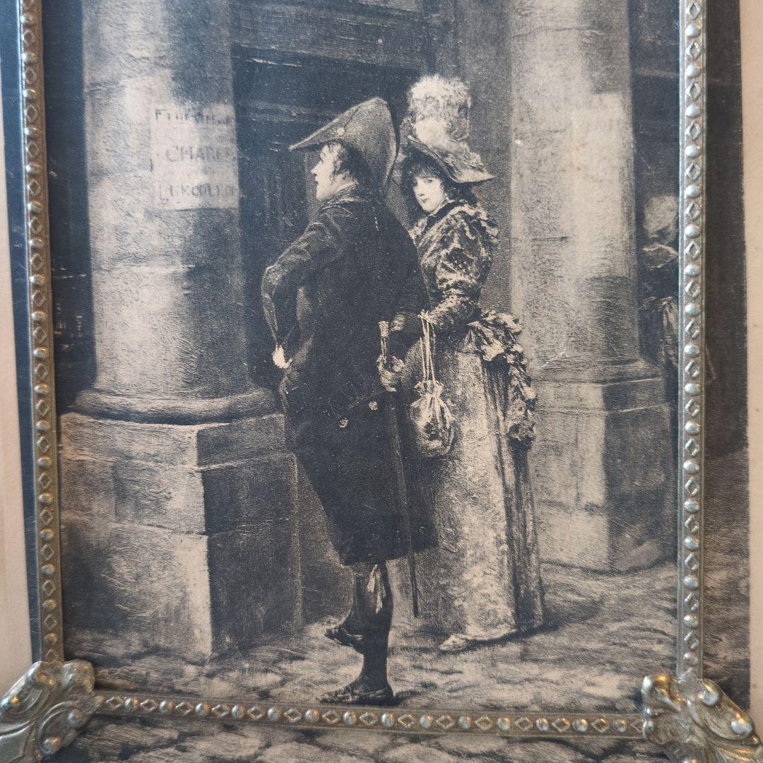 フランス アンティーク フレーム ナポレオン 銅版画 セット フォト