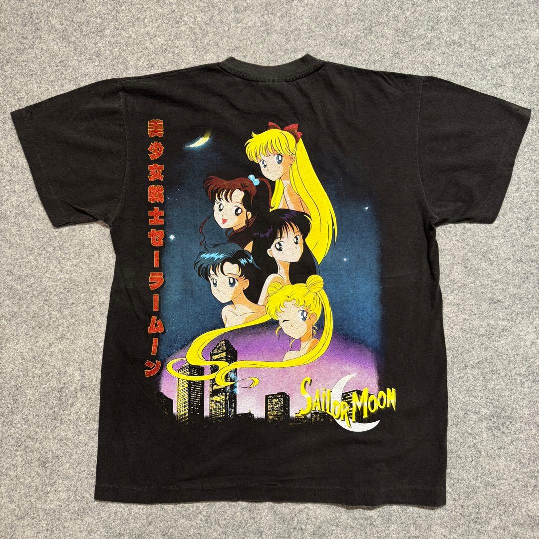 90sヴィンテージ セーラームーン Tee】Lサイズ 黒色 ビックプリント
