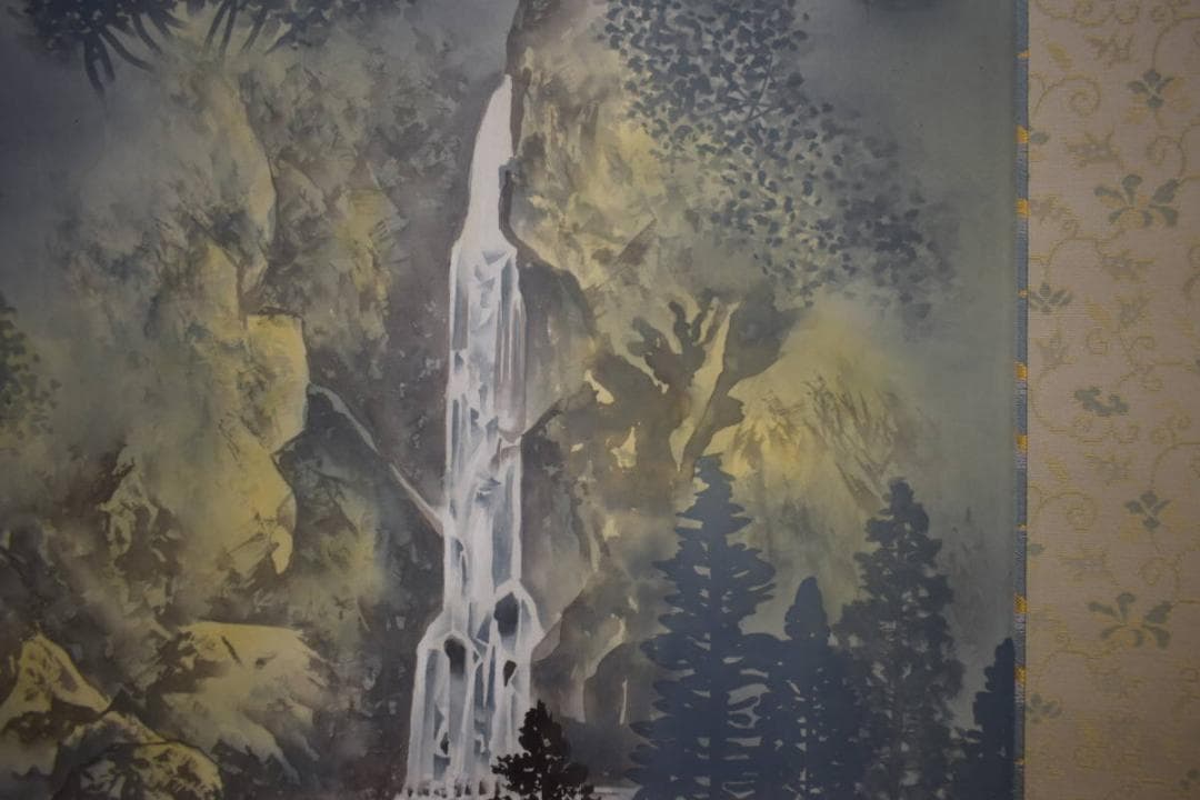 真作/善次郎/青緑山水図/塔山水図/桐共太巻二重箱