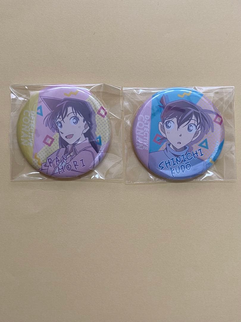 名探偵コナン 缶バッジ 工藤新一 毛利蘭 30周年 コナンカフェ 北栄町