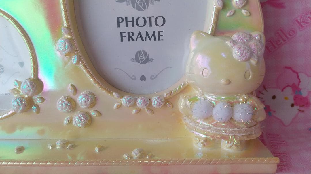 キティ フォトフレーム 1999年 ダイヤ ラメ 写真立て ホワイト